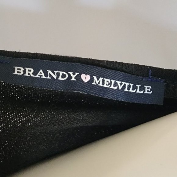 BRANDY MELVILLE Solid All Black V Neck Spaghetti Strap Camisole Top Womens OS - Picture 5 of 6